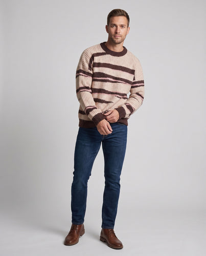 Unisex Oversize Strukturierter Rundhalspullover mit abstraktem Streifenmuster Nord Taschen