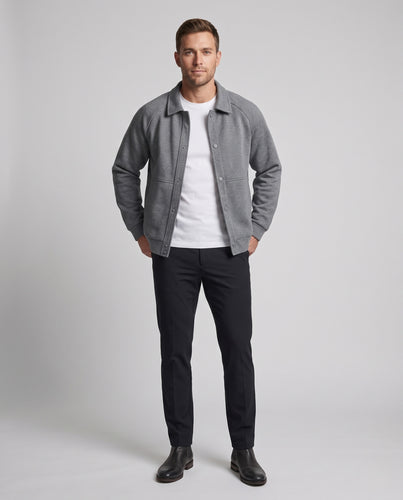 Unisex Oversize-Sweatjacke mit Druckknopfleiste und Hemdkragen Nord Taschen