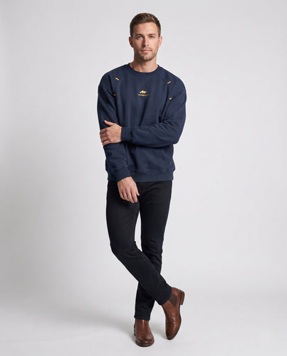Unisex Oversize-Sweatshirt mit Rundhalsausschnitt, Raglanärmeln und dekorativen Zierlaschen Nord Taschen