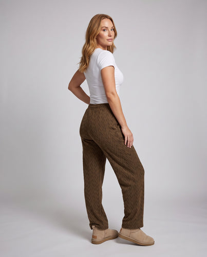 Damen Weite Chevron-Musterhose mit hohem Bund, Tunnelzug und fließender Wide-Leg-Passform Nord Taschen