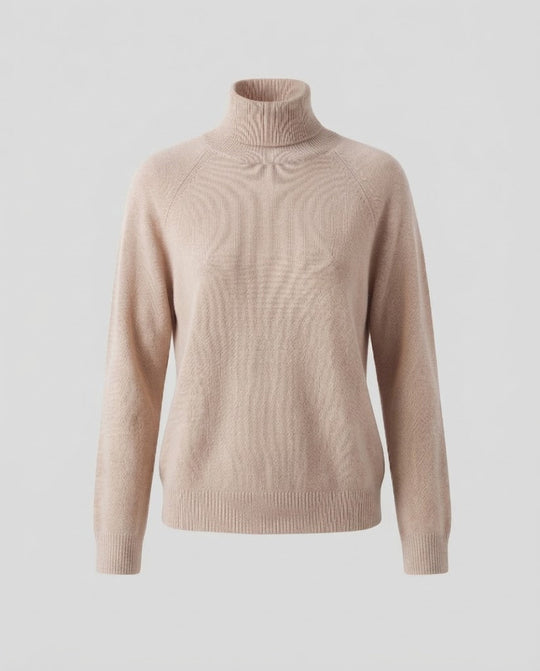 Damen Feinstrick-Rollkragenpullover aus Kaschmir-Mix mit Raglanärmeln und feinem Rippbund Nord Taschen
