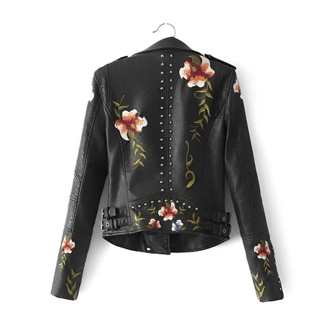 Lederjacke mit Stickerei