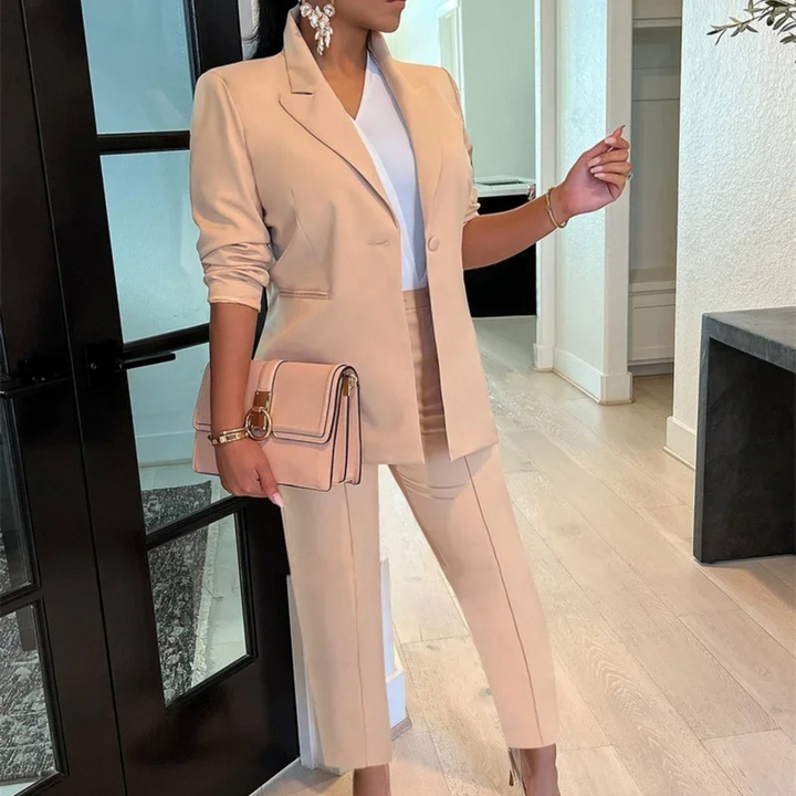 Schicke Herbst Bürostil Blazer und Hosen Set für Frauen