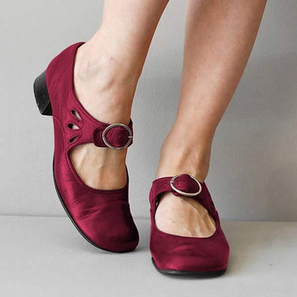 Damen Mary Jane Schuhe mit runder Spitze Vintage Stil