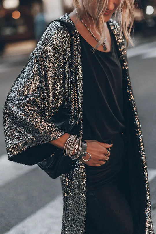 Glamour Kimono aus Pailletten mit Schlüsselloch - Arvani