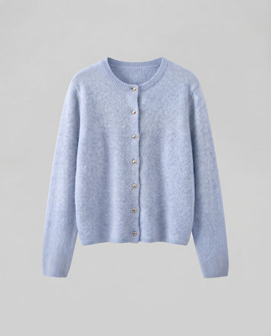 Damen Feiner Wollmix‑Knopfcardigan mit dekorativen goldfarbenen Druckknöpfen Nord Taschen
