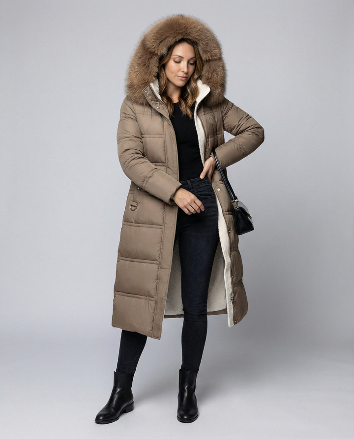 Langer Steppmantel Damen Winter