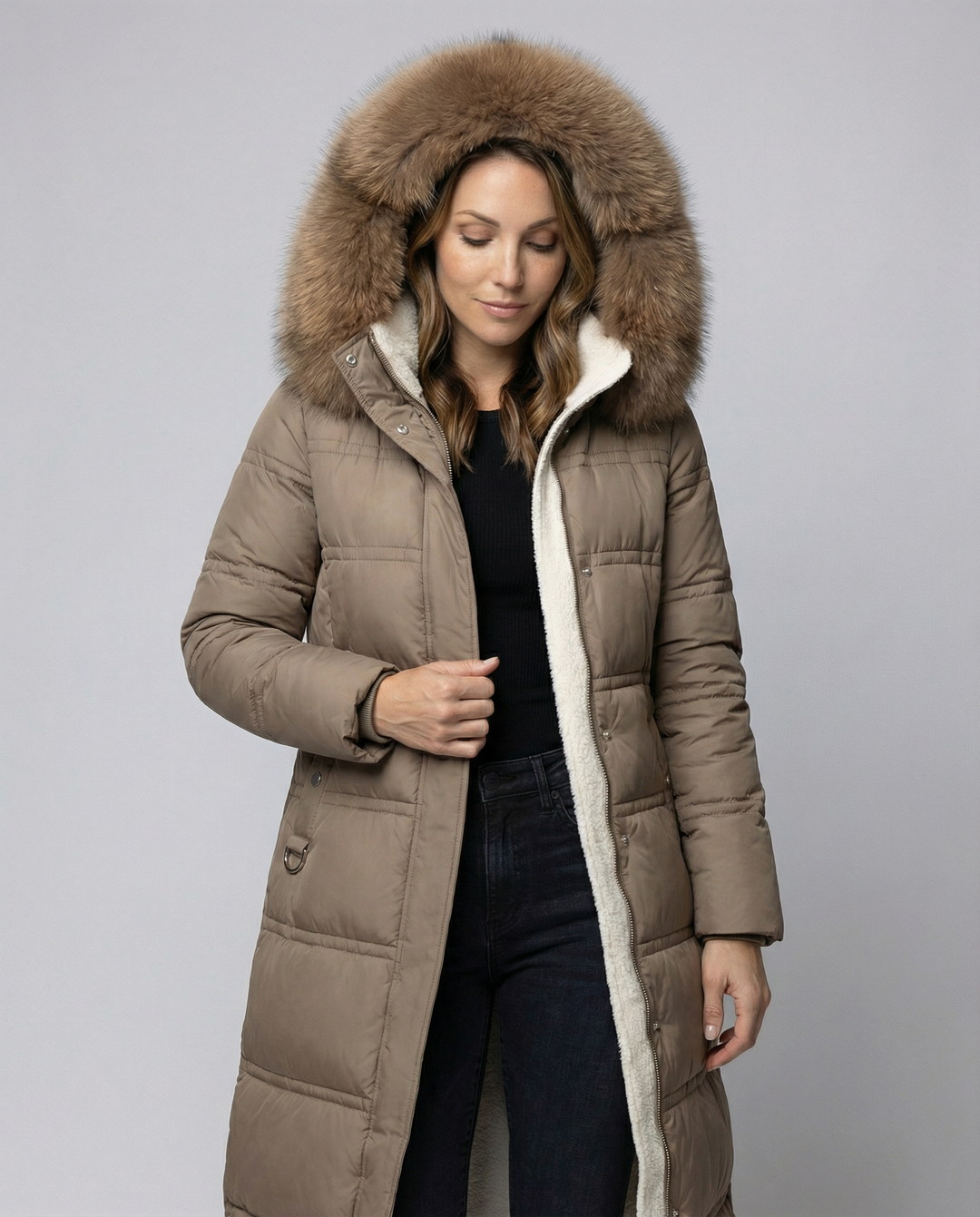 Langer Steppmantel Damen Winter