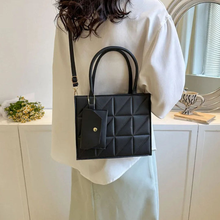 Nord Taschen | Handtasche mit Quadratprägung - Stilvolle Umhängetasche mit praktischer Kartenhülle