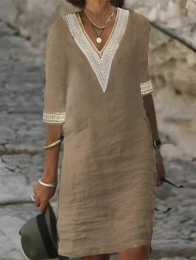 Chic Baumwoll-Leinen-Kleid für Frauen