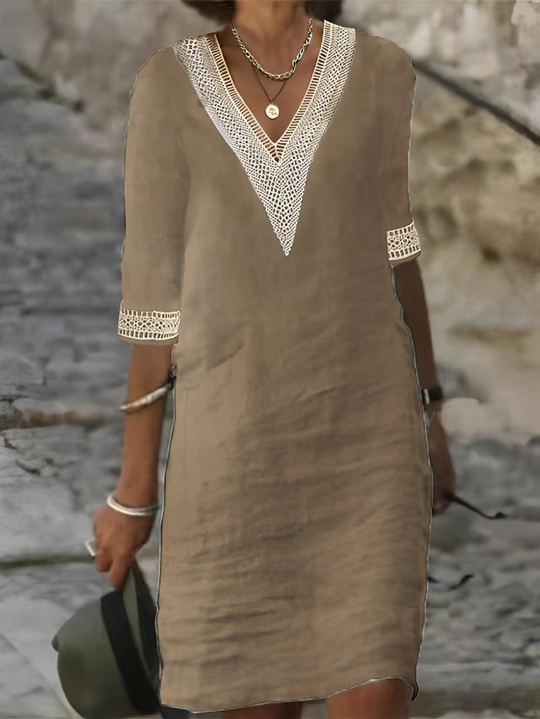 Chic Baumwoll-Leinen-Kleid für Frauen