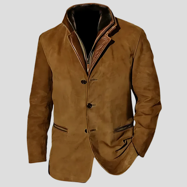 Retro Kontrastkragenjacke für Herren