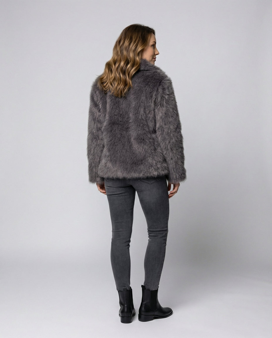 Faux-Fur Schalkragen Jacke