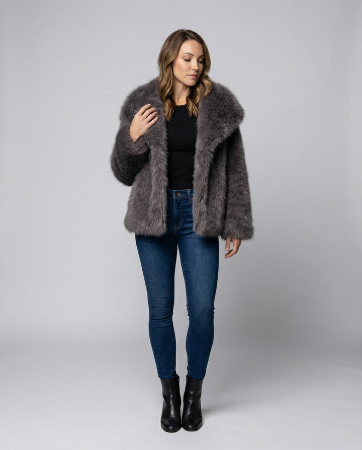 Faux-Fur Schalkragen Jacke