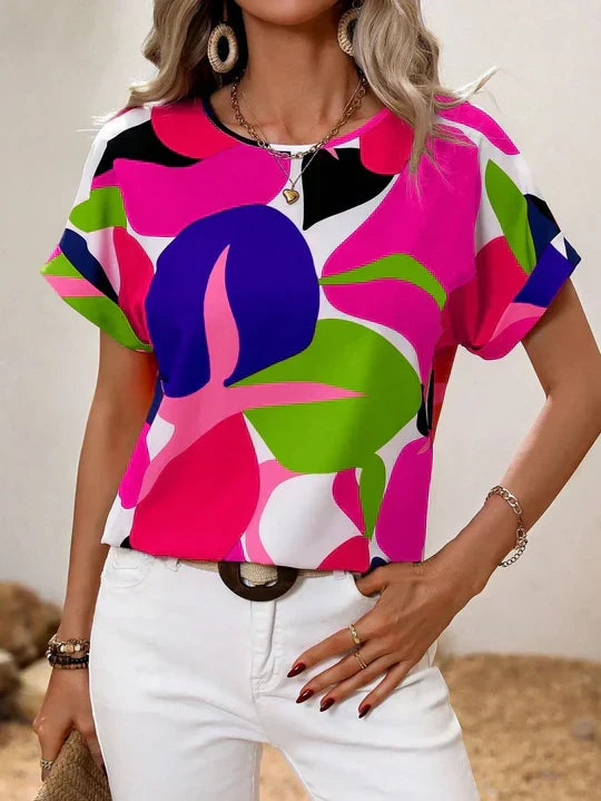 Kurzarmbedruckte Bluse