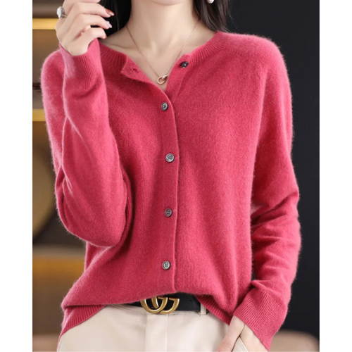 Damen-Strickjacke mit O-Ausschnitt Aus 100 % Reiner Merinowolle, Kaschmirpullover - Vittorelli