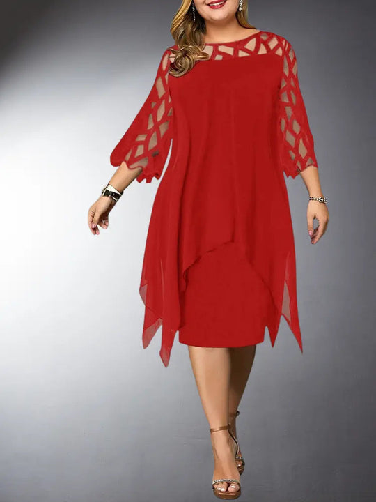 Elegantes Plus Size Spitzen-Midi-Kleid