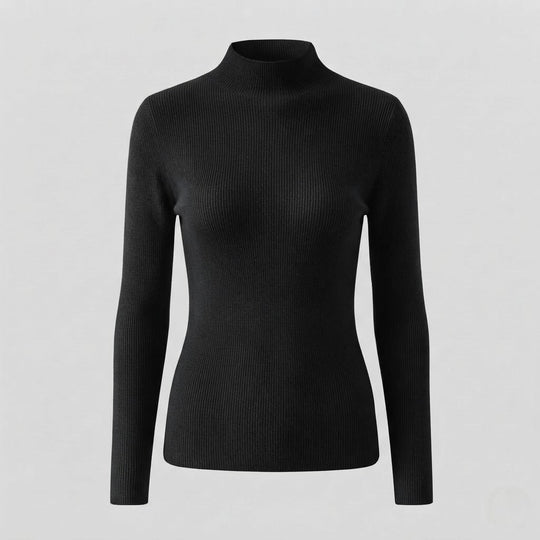 Damen Eleganter Slim-Fit Rollkragenpullover aus flauschigem Angora-Mix mit feiner Rippstruktur Nord Taschen
