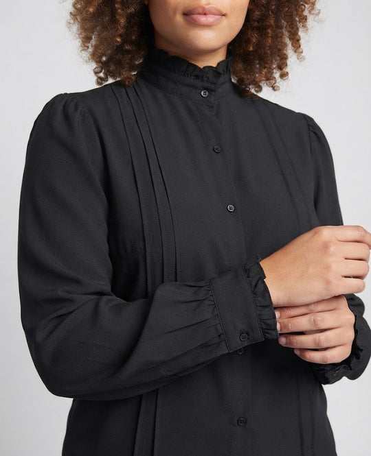 Damen elegante Rüschenshirt mit Stehkragen Nord Taschen
