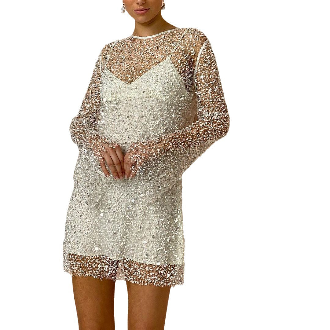 Durchsichtiges Kleid aus Mesh mit Glitzer - Vittorelli