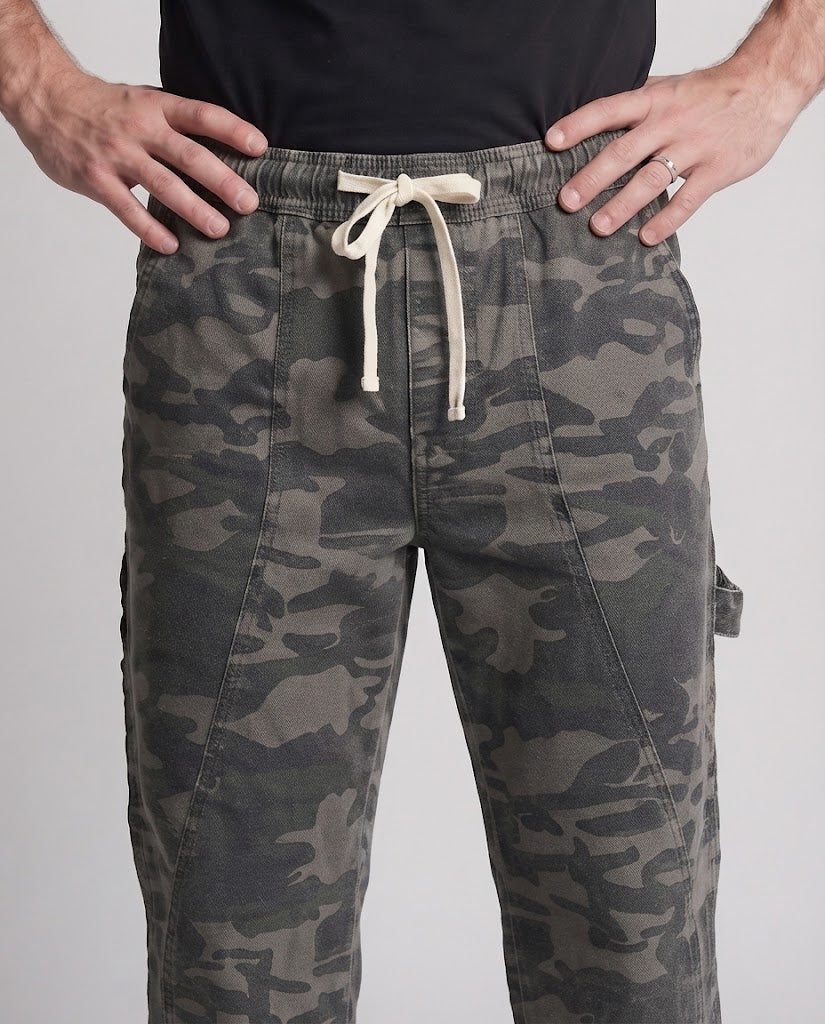 Herren Camouflage-Baggy-Hose mit weitem Bein und langen Bundkordeln Nord Taschen