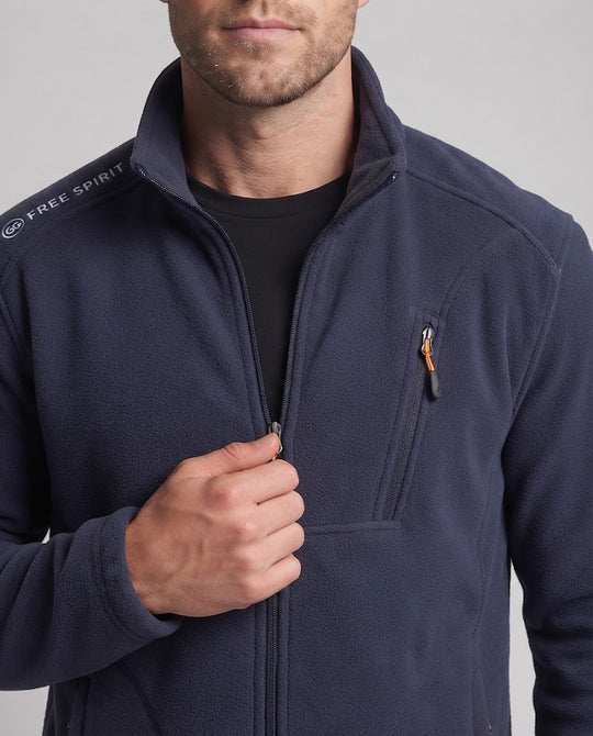 Herren Fleecejacke mit Stehkragen, Reißverschluss-Brusttasche und elastischen Bündchen Nord Taschen