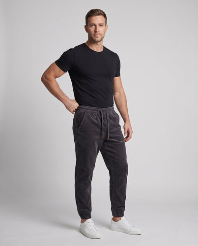 Herren Thermoisolierte Cord-Jogginghose mit elastischem Bund, Kordelzug und Bündchen Nord Taschen