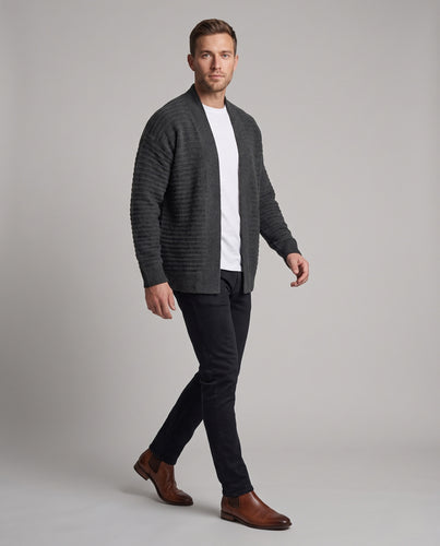 Unisex Offene Strickjacke im Kimono-Stil mit Wabenstruktur Nord Taschen