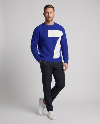 Unisex Oversized Grobstruktur-Strickpullover mit großer Zahlen-Intarsie Nord Taschen
