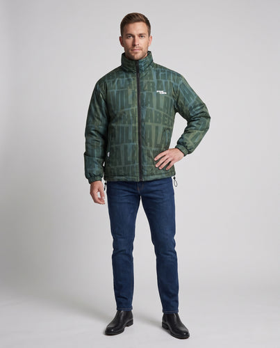 Unisex Wasserabweisende leichte Steppjacke mit Allover-Print und Stehkragen Nord Taschen