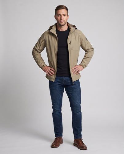 Herren Leichte wasserabweisende Softshell‑Fieldjacke mit Kapuze, Brusttasche und verstellbaren Bündchen Nord Taschen