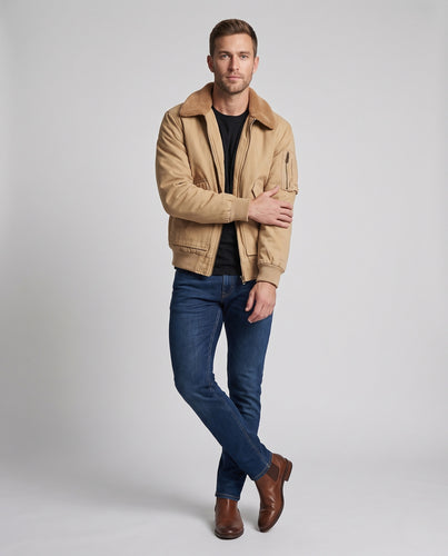 Herren Gefütterte Pilotenjacke mit Thermo-Teddyfutter und Kunstfleece-Kragen Nord Taschen