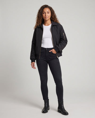Damen Oversize-Bomberjacke mit verdecktem Zweiwege-Reißverschluss und Ärmel-Tasche Nord Taschen