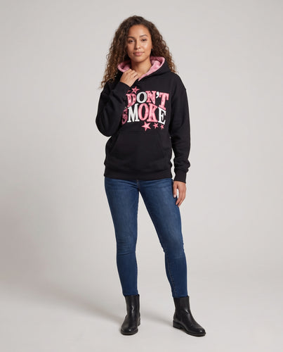 Damen Oversize-Kapuzenpullover mit gefütterter Kunstfellkapuze und Statement-Print Nord Taschen