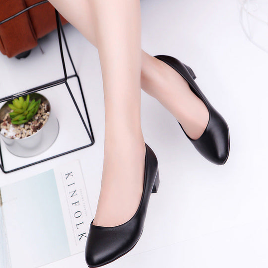 Damen nan klassische Business-Pumps mit niedrigem Blockabsatz und gepolstertem Komfortfußbett