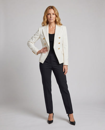 Damen Zweireihiger taillierter Blazer im präzisen Tailoring mit dekorativen Metallknöpfen Nord Taschen