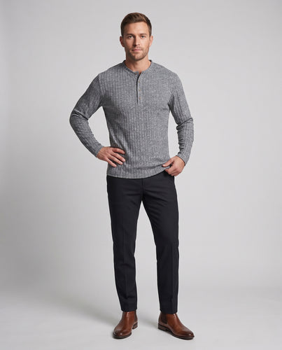 Unisex Geripptes Henley-Longsleeve mit Rundhalsausschnitt und Knopfleiste Nord Taschen
