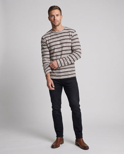 Unisex Gestreiftes Longsleeve aus Baumwollmix mit strukturierter Oberfläche und lockerem Schnitt Nord Taschen