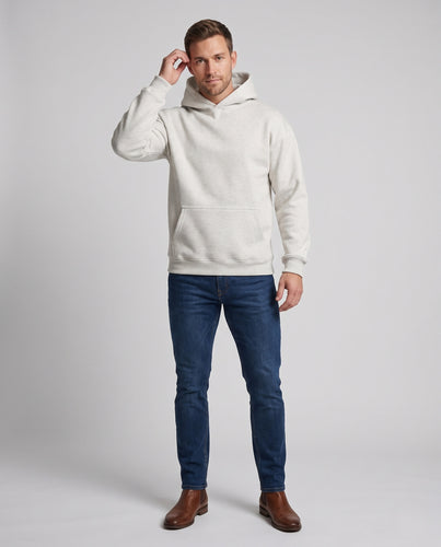 Unisex Oversize-Kapuzenpullover aus Baumwoll-Fleece mit Kängurutasche und tiefem Armansatz Nord Taschen