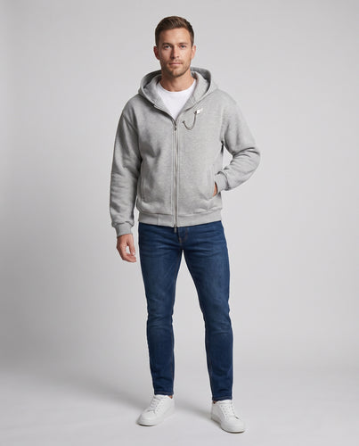 Unisex Oversize-Kapuzensweatjacke mit asymmetrischem Reißverschluss und seitlichen Eingrifftaschen Nord Taschen