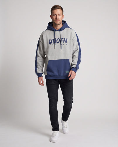 Unisex Oversize-Kapuzensweatshirt mit Kontrastbesatz, Kängurutasche und Daumenlöchern Nord Taschen