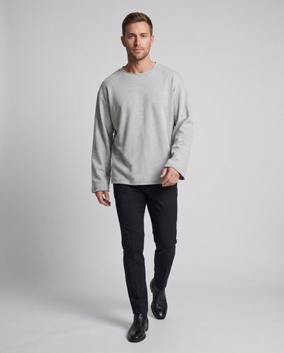 Unisex Oversize-Longsleeve aus geripptem Jersey mit überschnittener Schulter und rohem Saum Nord Taschen