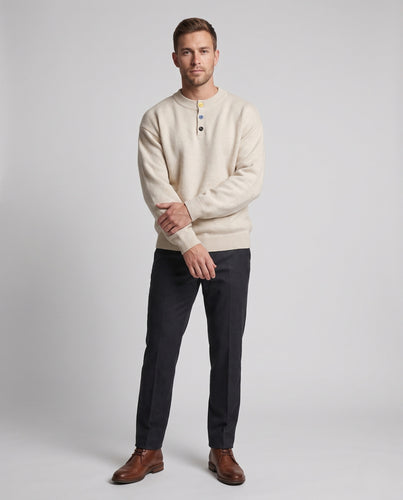 Unisex Oversize-Pullover mit Henley-Knopfleiste und geripptem Saum Nord Taschen