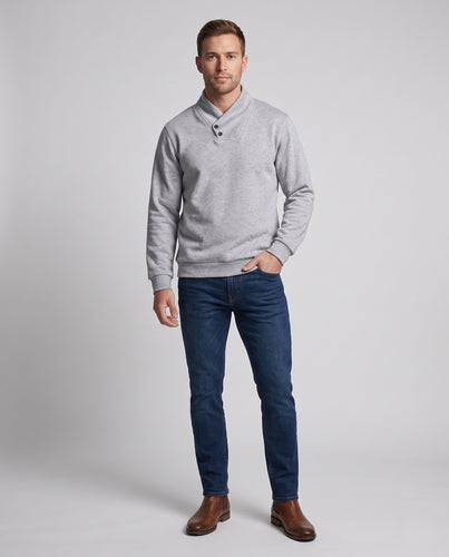 Unisex Sweatshirt mit Schalkragen, Zwei‑Knopf-Detail und gerippten Bündchen Nord Taschen