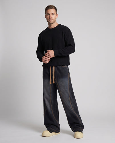 Unisex Weite Baggy‑Hose mit Kontrastnaht, Tunnelzug und Vintage‑Wash Nord Taschen