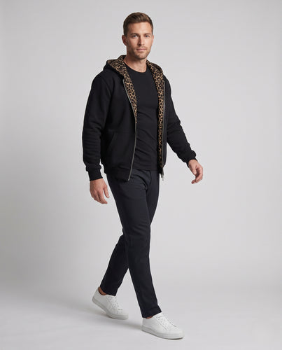 Unisex Zip-Hoodie mit zwei-Wege-Reißverschluss, Kängurutasche und kontrastgefütterter Kapuze Nord Taschen