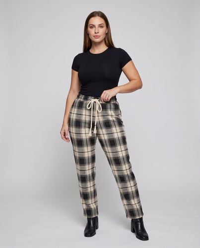 Damen Gemusterte Lounge‑Palazzohose mit Kordelzug & Karomuster Nord Taschen