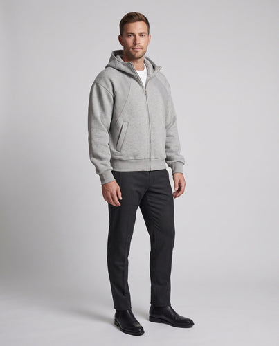 Herren Boxy-Zip-Hoodie mit hohem Funnel‑Kragen und geometrischen Paneeln Nord Taschen