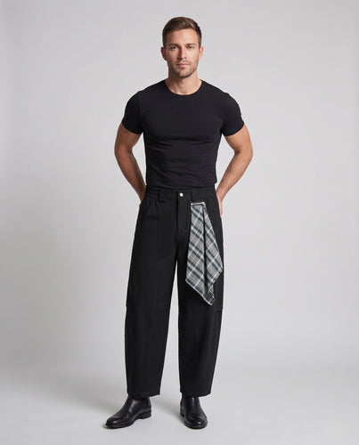 Herren Extraweite Baggy-Hose aus Baumwoll-Twill mit ausgeprägten Nahtpaneelen und tiefem Schritt Nord Taschen