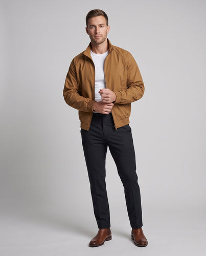 Herren Kurzblouson aus robustem Baumwoll-Twill mit Stehkragen und elastischem Saum Nord Taschen